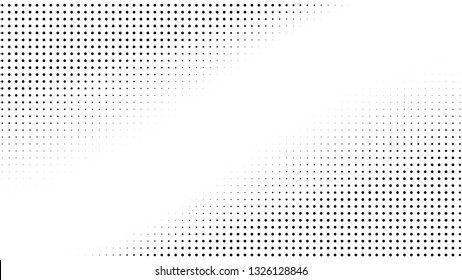 Halftone gradient pattern. Abstract halftone dots background. Monochrome dots pattern. Pop Art, Comic small dots. Gradient frame. Banner with space. Design for presentation, report, flyer, card