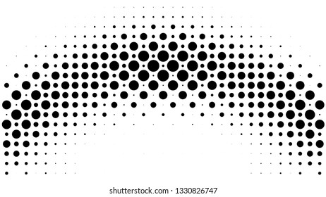 Halftone gradient pattern. Abstract halftone dots background. Monochrome dots pattern. Pop Art, Comic small dots. Radial twisted circle. Banner with space. Design for presentation, report, flyer, card