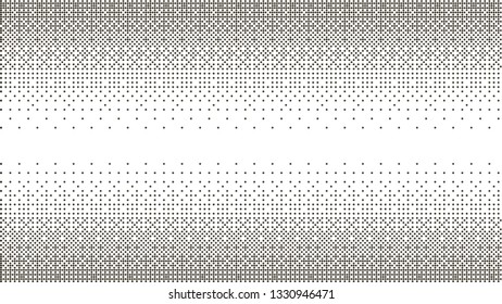 Halftone gradient pattern. Abstract halftone dots background. Monochrome dots pattern. Vector halftone texture. Pop Art, Comic small dots. Banner, strip with space. Template for cover, card, flyer