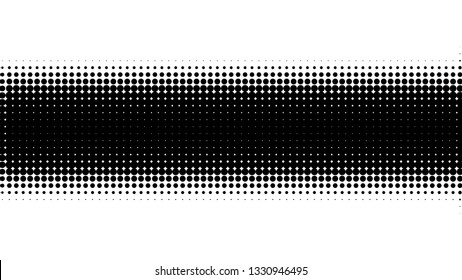 Halftone gradient pattern. Abstract halftone dots background. Monochrome dots pattern. Vector halftone texture. Pop Art, Comic small dots. Banner, strip with space. Template for cover, card, flyer