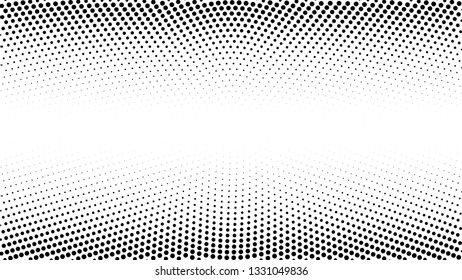 Halftone gradient pattern. Abstract halftone dots background. Monochrome dots pattern. Vector halftone texture. Pop Art, Comic small dots. Banner, strip with space. Template for cover, card, flyer