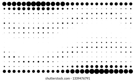 Halftone gradient pattern. Abstract halftone dots background. Monochrome dots pattern. Grunge texture. Pop Art, Comic small dots. Wave twisted dots. Banner with space. Template for cover, card, flyer