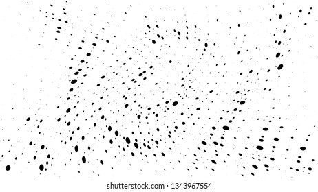 Halftone gradient pattern. Abstract halftone dots background. Monochrome dots pattern. Vector halftone texture. Radial twisted circle. Grunge texture. Pop Art, Comic small dots. Wave twisted dots.