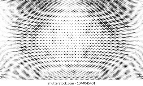 Halftone gradient pattern. Abstract halftone dots background. Monochrome dots pattern. Vector halftone texture. Grunge texture. Pop Art, Comic small dots. 3d sphere, Wave twisted dots. Design elements