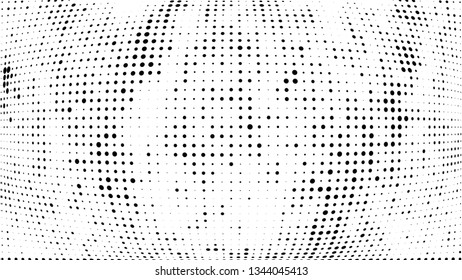 Halftone gradient pattern. Abstract halftone dots background. Monochrome dots pattern. Vector halftone texture. Grunge texture. Pop Art, Comic small dots. 3d sphere, Wave twisted dots. Design elements