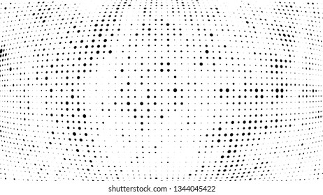 Halftone gradient pattern. Abstract halftone dots background. Monochrome dots pattern. Vector halftone texture. Grunge texture. Pop Art, Comic small dots. 3d sphere, Wave twisted dots. Design elements