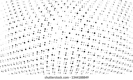 Halftone gradient pattern. Abstract halftone dots background. Monochrome dots pattern. Vector halftone texture. Radial twisted circle. Grunge texture. Pop Art, Comic small dots. Wave dots, 3D sphere