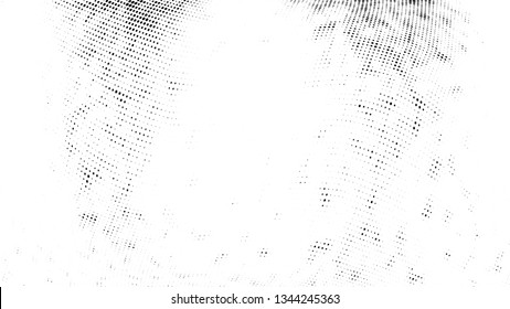 Halftone gradient pattern. Abstract halftone dots background. Monochrome dots pattern. Vector halftone texture. Grunge texture. Pop Art, Comic small dots. Wave twisted dots. Template for cover, banner