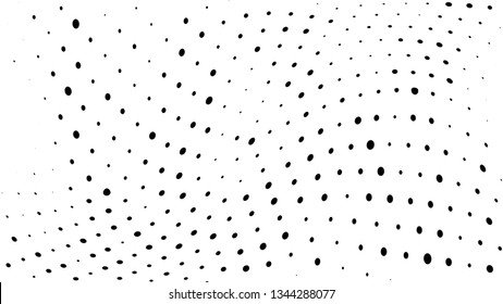 Halftone gradient pattern. Abstract halftone dots background. Monochrome dots pattern. Vector halftone texture. Radial twisted circle. Grunge texture. Pop Art, Comic small dots. Wave twisted dots.