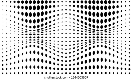 Halftone gradient pattern. Abstract halftone dots background. Monochrome dots pattern. Vector halftone texture. Grunge texture. Pop Art, Comic small dots. 3d grid, Wave twisted dots. Design elements