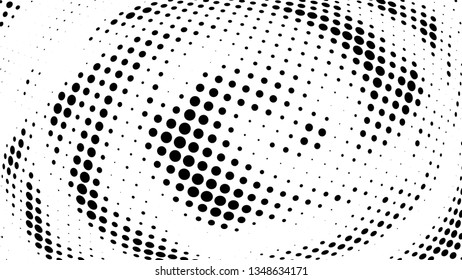 Halftone gradient pattern. Abstract halftone dots background. Monochrome dots pattern. Vector halftone texture. Radial twisted circle. Grunge texture. Pop Art, Comic small dots. Wave twisted dots.