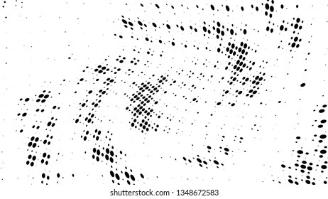 Halftone gradient pattern. Abstract halftone dots background. Monochrome dots pattern. Vector halftone texture. Radial twisted circle. Grunge texture. Pop Art, Comic small dots. Wave twisted dots.