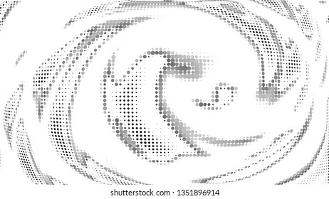 Halftone gradient pattern. Abstract halftone dots background. Gray dots pattern. Vector halftone texture. Radial twisted circle. Grunge texture. Pop Art, Comic small dots. Wave dots, 3D sphere