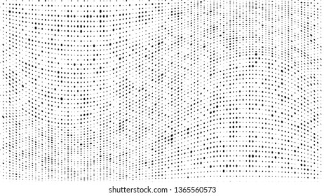 Halftone gradient pattern. Abstract halftone dots background. Monochrome dots pattern. Grunge dirty texture. Vector halftone texture. Wave twisted dots. Pop Art, Comic small dots. Design elements