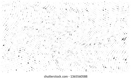 Halftone gradient pattern. Abstract halftone dots background. Monochrome dots pattern. Grunge dirty texture. Vector halftone texture. Wave twisted dots. Pop Art, Comic small dots. Design elements