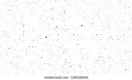 Halftone gradient pattern. Abstract halftone dots background. Monochrome dots pattern. Grunge dirty texture. Vector halftone texture. Wave twisted dots. Pop Art, Comic small dots. 3d sphere