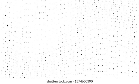 Halftone gradient pattern. Abstract halftone dots background. Monochrome dots pattern. Vector halftone texture. Grunge texture. Pop Art, Comic small dots. Wave twisted dots. Template for cover, banner