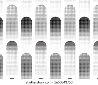 Halftone gradient pattern. Abstract halftone dots background. Monochrome dots pattern. Pop Art, Comic small dots. Wavy twisted strip. Banner with space. Design for presentation, report, flyer, card