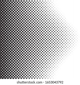 Halftone gradient pattern. Abstract halftone dots background. Monochrome dots pattern. Pop Art, Comic small dots. Wavy twisted strip. Banner with space. Design for presentation, report, flyer, card
