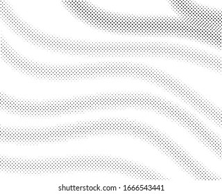 Halftone gradient pattern. Abstract halftone dots background. Monochrome dots pattern. Pop Art, Comic small dots. Wavy twisted strip. Banner with space. Design for presentation, report, flyer, card