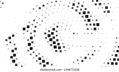 Halftone gradient pattern. Abstract halftone square background. Gray square dots pattern. Vector halftone texture. Radial twisted circle. Grunge texture. Pop Art, Comic small dots. Wave twisted dots.