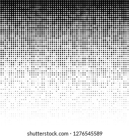 Halftone gradient pattern. Background using halftone random dots texture. Grunge backdrop. Technology design element. Vector illustration. 