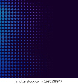 Halftone gradient pattern. Halftone dots colorful texture for your design. Abstract neon dark blue background. Vector illustration