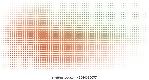 Halftone gradient pattern with red, orange, and green circular dots blending smoothly on a white background. Modern abstract design suitable for tech, web, and creative backgrounds.
