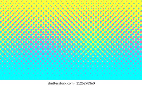 Halftone gradient pattern vector illustration. Yellow blue dotted, pink halftone texture. Pop Art style blue yellow pink halftone, comics Background. Background of Art. Dots background. EPS10