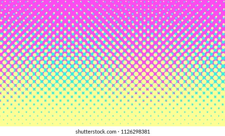 Halftone gradient pattern vector illustration. Yellow blue dotted, pink halftone texture. Pop Art style blue yellow pink halftone, comics Background. Background of Art. Dots background. EPS10