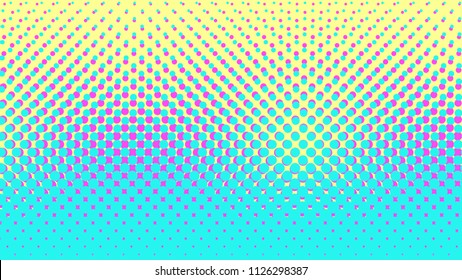 Halftone gradient pattern vector illustration. Yellow blue dotted, pink halftone texture. Pop Art style blue yellow pink halftone, comics Background. Background of Art. Dots background. EPS10