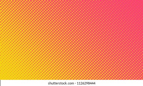 Halftone gradient pattern vector illustration. Yellow dotted, pink halftone texture. Pop Art style yellow pink halftone, comics Background. Background of Art. Dots background. EPS10