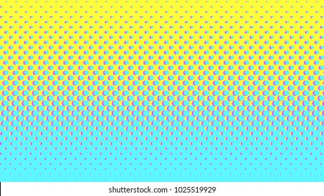 Halftone gradient pattern vertical vector illustration. Blue yellow pink dotted halftone texture. Pop Art blue yellow pink halftone glitch Background. Background of Art. EPS10