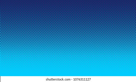 Halftone gradient pattern vertical vector illustration. Blue dotted halftone texture. Pop Art light blue dots halftone, dark blue Background. Background of Art. EPS10