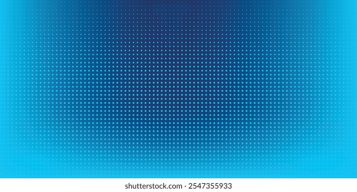 Halftone gradient pattern vertical vector illustration. Blue dotted halftone texture. Pop Art light blue dots halftone, dark blue Background. Background of Art.