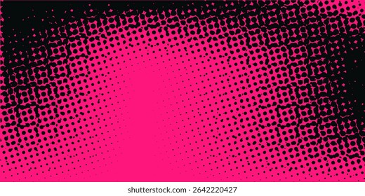 Halftone gradient pattern vertical vector illustration. Pink dark dotted, black halftone texture. Pop Art black pink halftone, comics Background. Background of Art. EPS10

