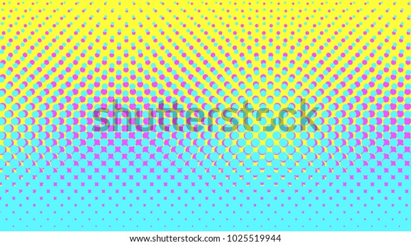 ハーフトーングラデーションパターンの垂直ベクター画像イラスト 青い黄色のピンクのドット付きハーフトーンテクスチャー ポップアートの青の黄色いピンクの ハーフトーンエラー背景 アートの背景 Eps10 のベクター画像素材 ロイヤリティフリー 1025519944