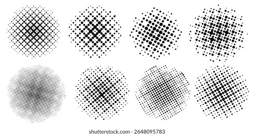 Halftone gradient set. Dotted gradient, smooth dots spraying and halftones dot background seamless set modern.eps 10