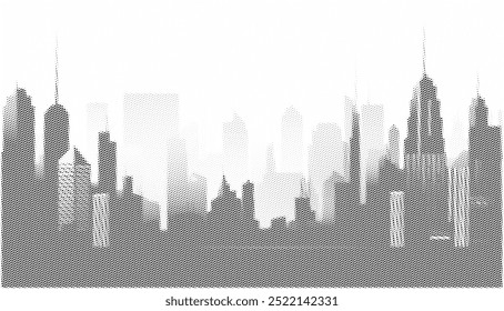 Halftone gradient silhouette of the mountain