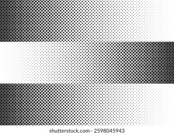 Halftone gradient stripes, black and white gradient with diamond diagonal lines vector illustration.