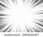 Halftone gradient sun rays pattern. Abstract halftone color dots background. Red pop art, comic small dots. star rays halftone poster. shine, explosion. sunrise rays background.