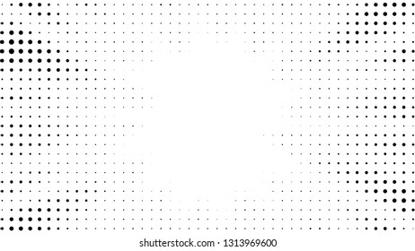 Halftone gradient sun rays pattern. Abstract halftone dots background. Monochrome dots pattern. Pop Art, Comic small dots. Star rays halftone poster. Shine, explosion. Outer space, rays twisted vector