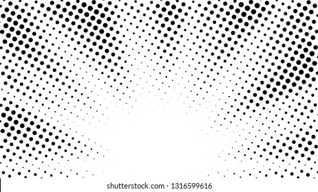 Halftone gradient sun rays pattern. Abstract halftone vector dots background. Monochrome dots pattern. Pop Art, Comic small dots. Star rays halftone poster. Shine, explosion. Outer space, sunrise rays
