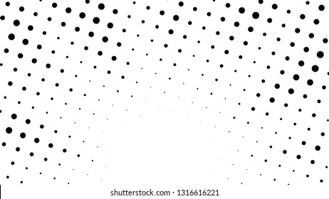 Halftone gradient sun rays pattern. Abstract halftone vector dots background. Monochrome dots pattern. Pop Art, Comic small dots. Star rays halftone poster. Shine, explosion. Outer space, sunrise rays