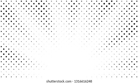 Halftone gradient sun rays pattern. Abstract halftone vector dots background. Monochrome dots pattern. Pop Art, Comic small dots. Star rays halftone poster. Shine, explosion. Outer space, sunrise rays