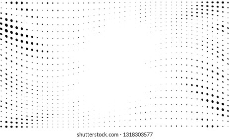 Halftone gradient sun rays pattern. Abstract halftone dots background. Monochrome dots pattern. Pop Art, Comic small dots. Star rays halftone poster. Shine, explosion. Wave space, rays twisted vector