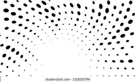 Halftone gradient sun rays pattern. Abstract halftone dots background. Monochrome dots pattern. Pop Art, Comic small dots. Star rays halftone poster. Shine, explosion. Wave space, rays twisted vector