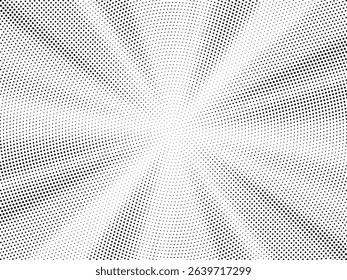 Halftone gradient sun rays pattern. Abstract halftone color dots background. Red pop art, comic small dots. star rays halftone poster. shine, explosion. sunrise rays background.	