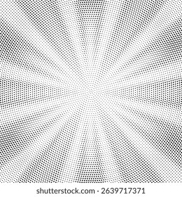 Halftone gradient sun rays pattern. Abstract halftone color dots background. Red pop art, comic small dots. star rays halftone poster. shine, explosion. sunrise rays background.	