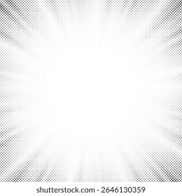Halftone gradient sun rays pattern. Abstract halftone color dots background. Red pop art, comic small dots. star rays halftone poster. shine, explosion. sunrise rays background.	